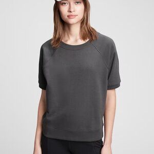 NWT GAP Soft Black Fleece Short Sleeve Crewneck Sweatshirt Women's XX-Large XXL